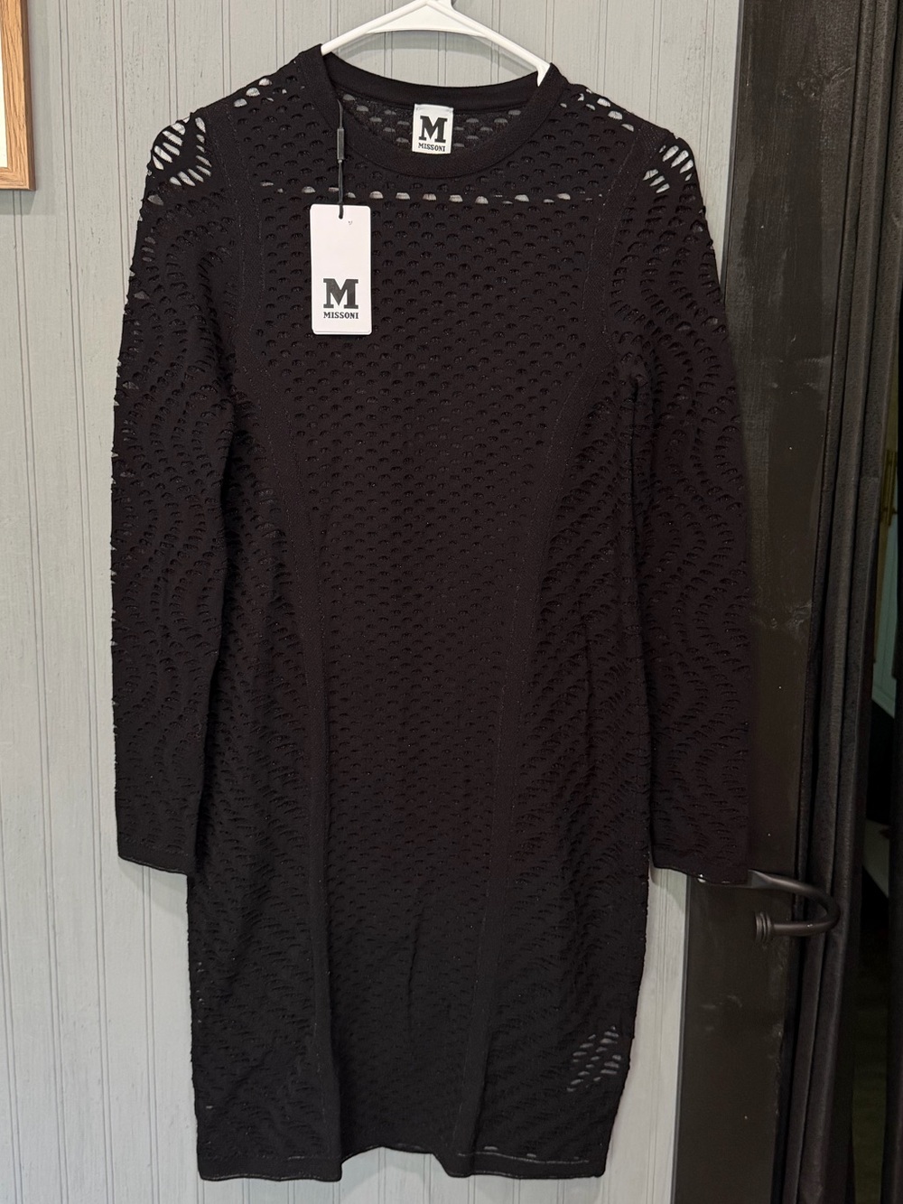 Missoni Black Openwork Long-Sleeve Knit Dress